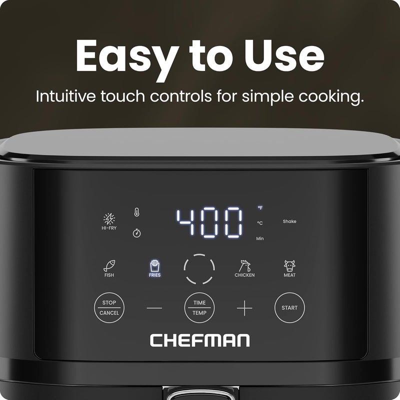 Chefman Air Fryer – 4 QT Compact Airfryer for Quick & Easy Meals in Minutes, Features Hi-Fry Technology for Extra Crisp, Touchscreen Controls with 4 Presets, Nonstick & Dishwasher Safe Basket - Black - Image 4